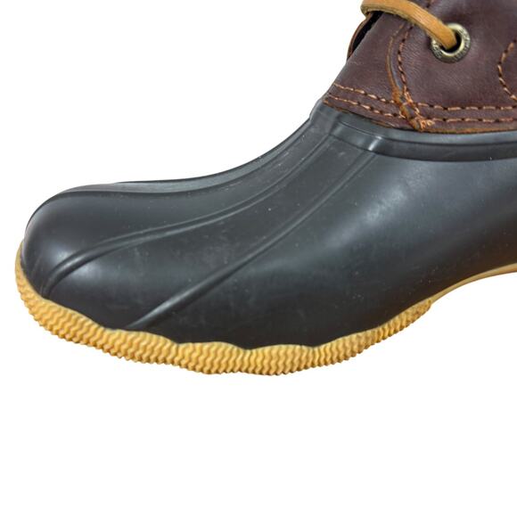 Sperry Saltwater Duck Boots Ankle Brown Leather Lace Up Fleece Lined Shoes sz 8 - Picture 5 of 16